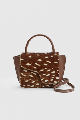 Montalcino Mini Bag, Printed Cerbiatto Pony & Vacchetta