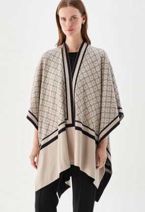 GARNETTE poncho, Fudge /marine