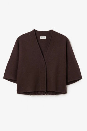 Short Wool Cardigan, Chocolate Brown