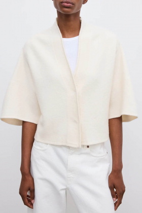 Short wool cardigan, Off white