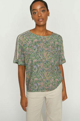 MMPalma Flowish Orchid Blouse, Turf green