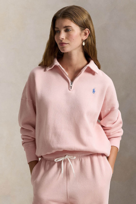 Fleece quarter-zip, Pink sand