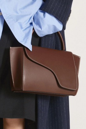 Arezzo Leather Handbag, Cannella & Contrast Stitch