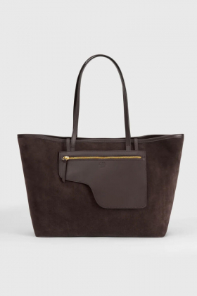 Eraclea Large Tote Bag, Walnut Suede & Vacchetta