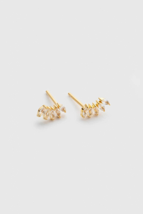 Theodora Studs, Gold & White