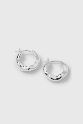 Bolded Wavy Earrings Shiny, Silver