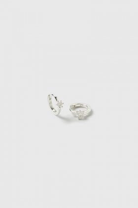 Mini Princess Hoop Earrings, Silver