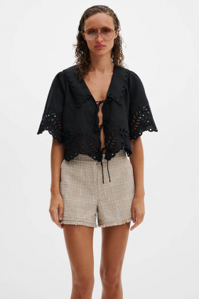 Estela Broderie Anglais Blouse, Black