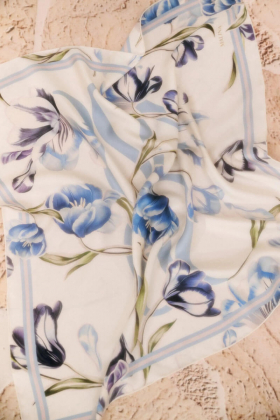 Silk Twill Scarf, Tulip Blue
