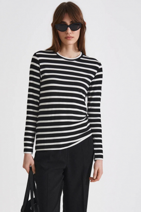 Canvey Top, Black with Stripes