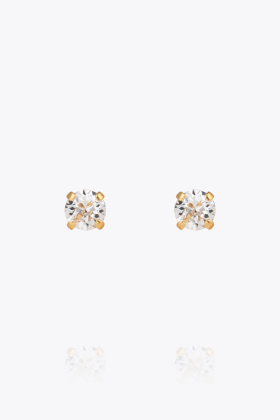 Mini Stud Earrings, Gold & Crystal