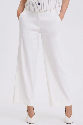 Dena 769 Trousers, Cream White Linen