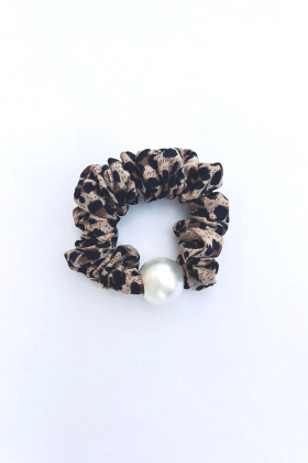 Scrunchie, Pearl & Light brown leo