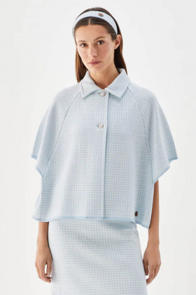 AMELIE cape Pepita, Ice blue