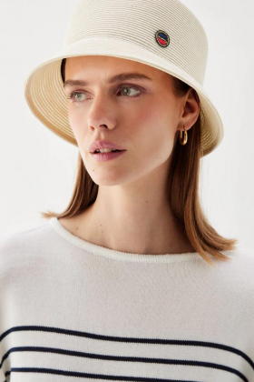 Tina paper straw bucket hat, Ecru