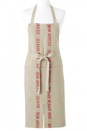 Apron Bon Appetit, Linen & Red