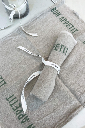 Placemat/napkin Bon appetit 2-pack, Kaki/linen