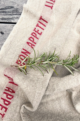 Tea Towel Bon Appetit, Linen & Red