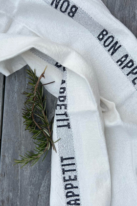 Tea Towel Bon Appetit, White & Black