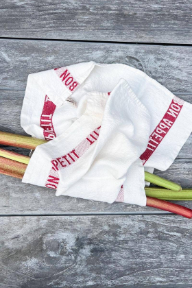 Tea Towel Bon Appetit, White & Red